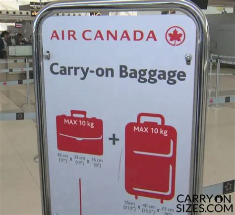 canada airlines carry on size.